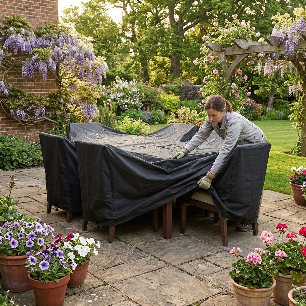 Heavy Duty Furniture Set Cover – 6 Seater Black – Waterproof Protection