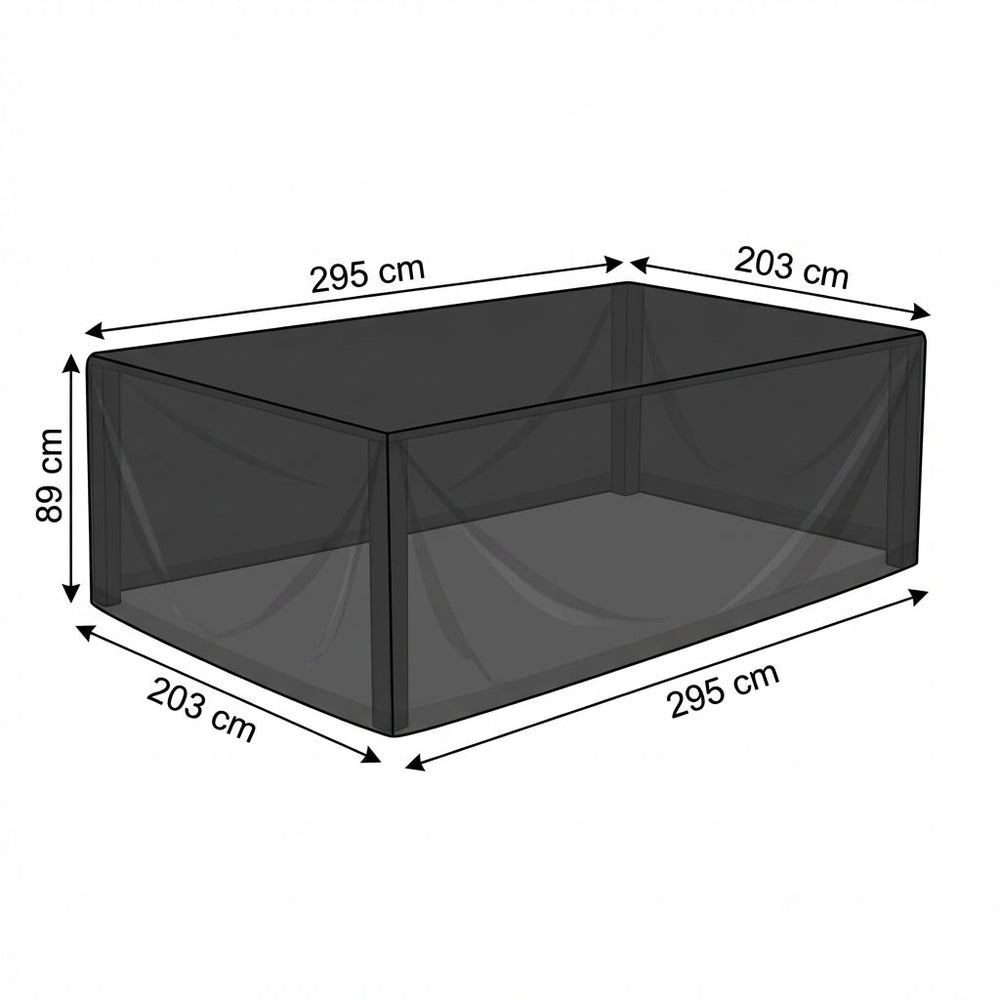 Heavy Duty 8 Seater Rectangular Furniture Set Cover – Black – Polyethylene – Outdoor Protection