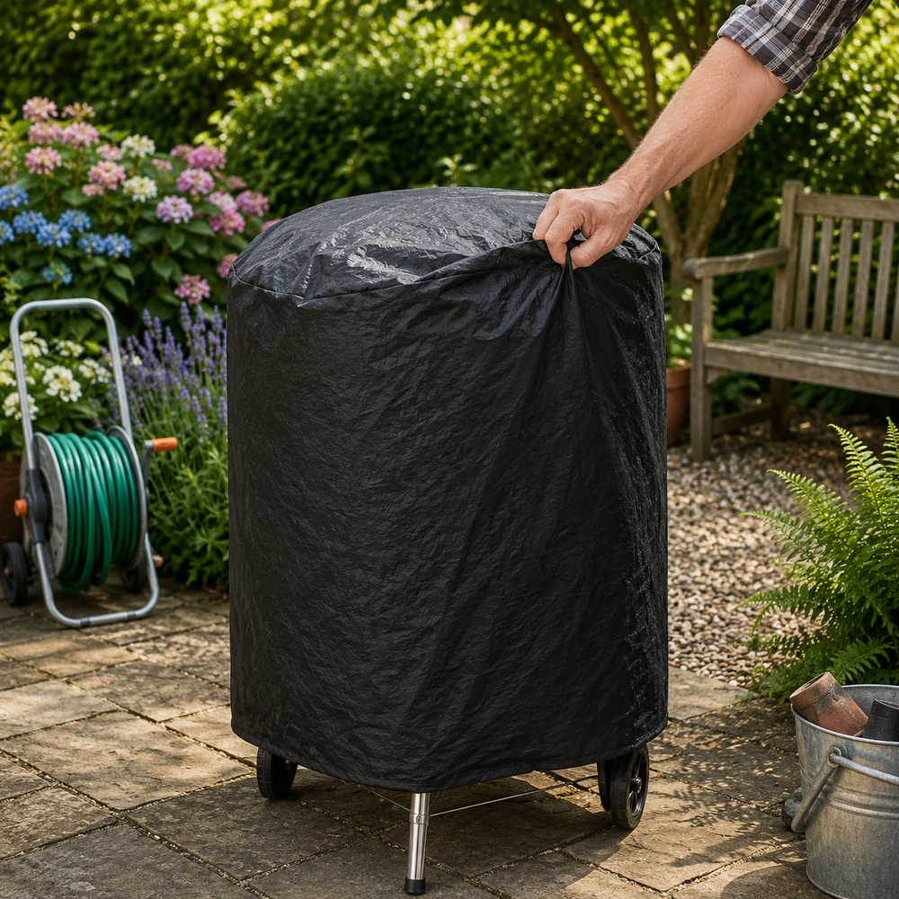 Kettle Barbecue Cover – 76cm Height, Black – Heavy Duty Polyethylene – Weather Protection