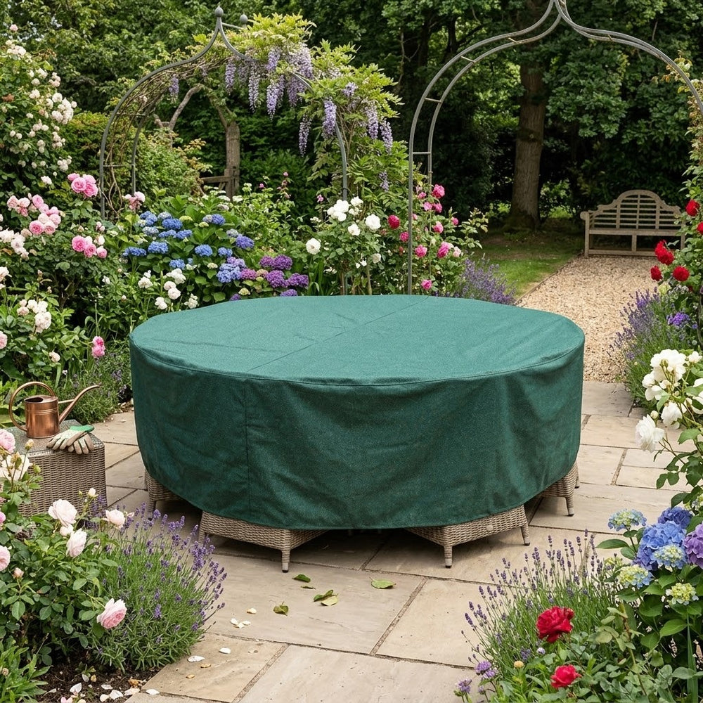 Round Furniture Set Cover – 8 Seater – Heavy Duty Green – Outdoor Protection