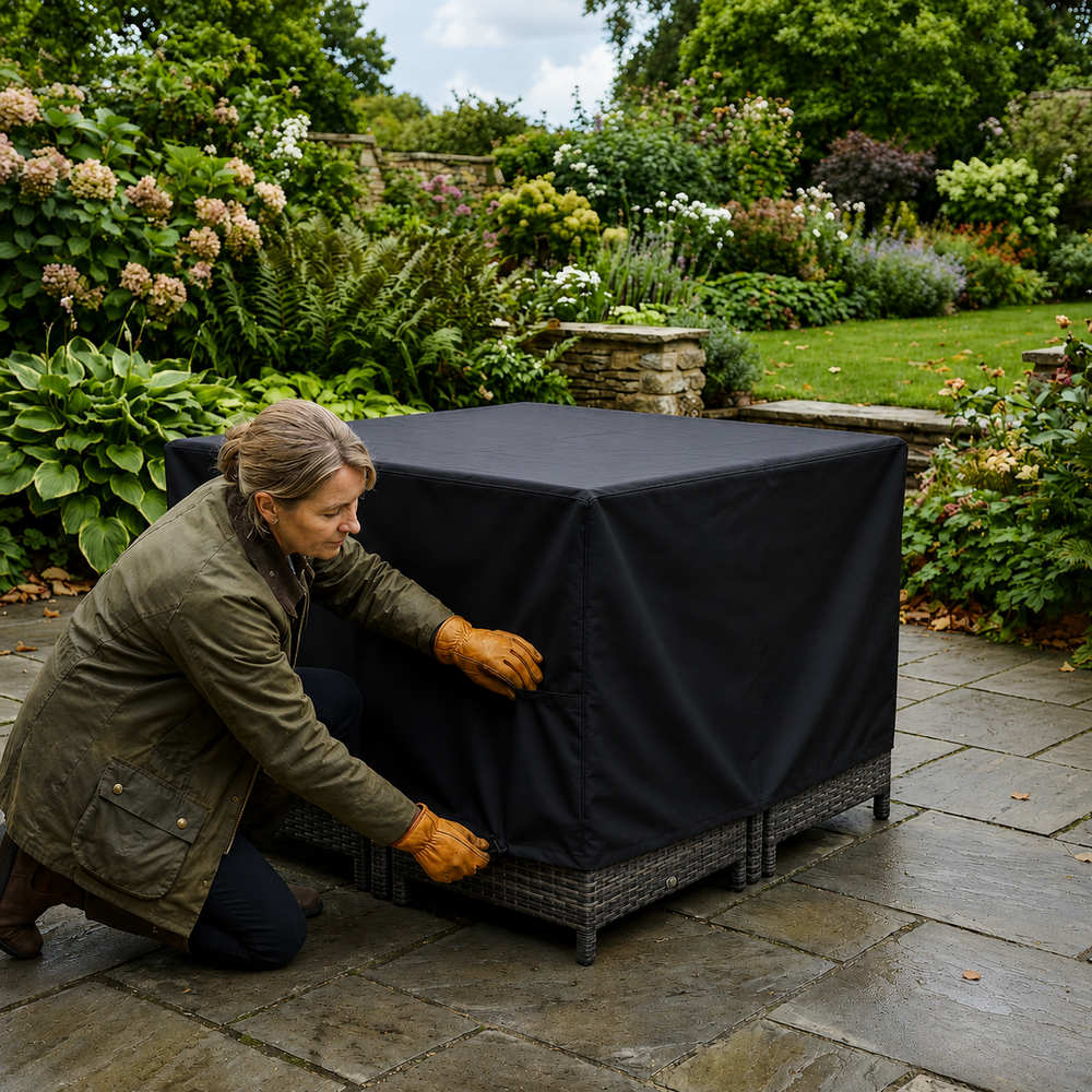 Heavy Duty 4 Seater Cube Set Cover – Black – Super Tough Waterproof Protection