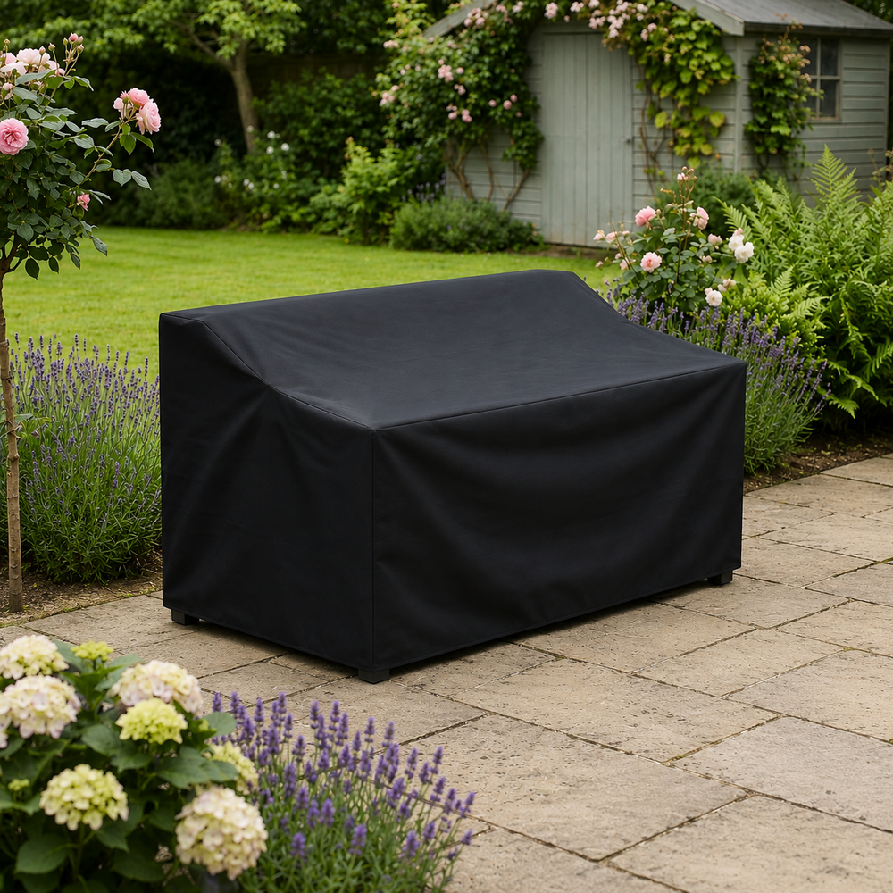 2 Seater Sofa Cover – Black – Heavy Duty Waterproof – Outdoor Protection