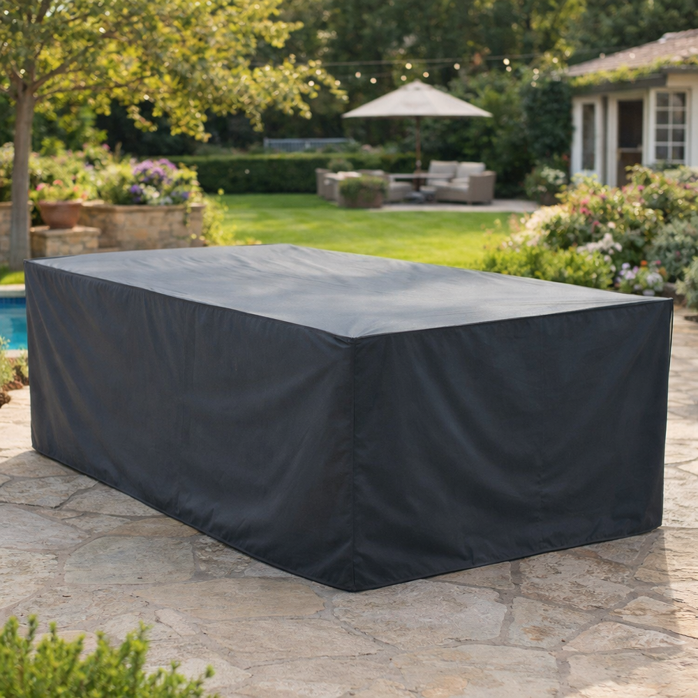 Rectangular Patio Set Cover – 8-10 Seat Charcoal – Heavy Duty Polyester – Outdoor Protection