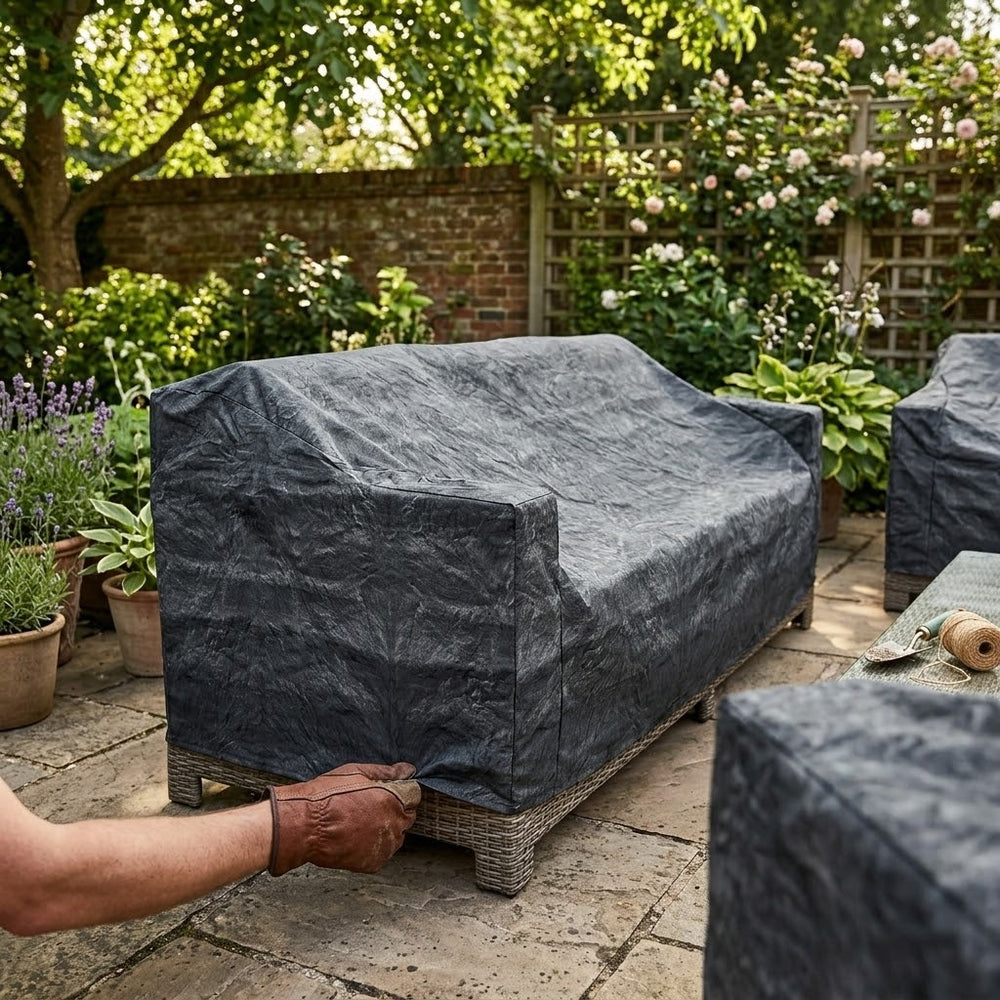 Heavy Duty 2-3 Seater Large Sofa Cover – Black – Polyethylene – Outdoor Protection