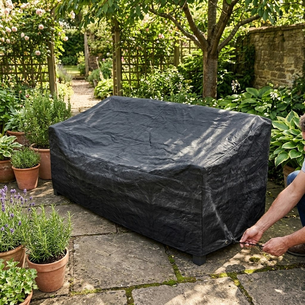 Heavy Duty 3 Seater Sofa Cover – Large Black – Multi-layered Protection – Garden Furniture