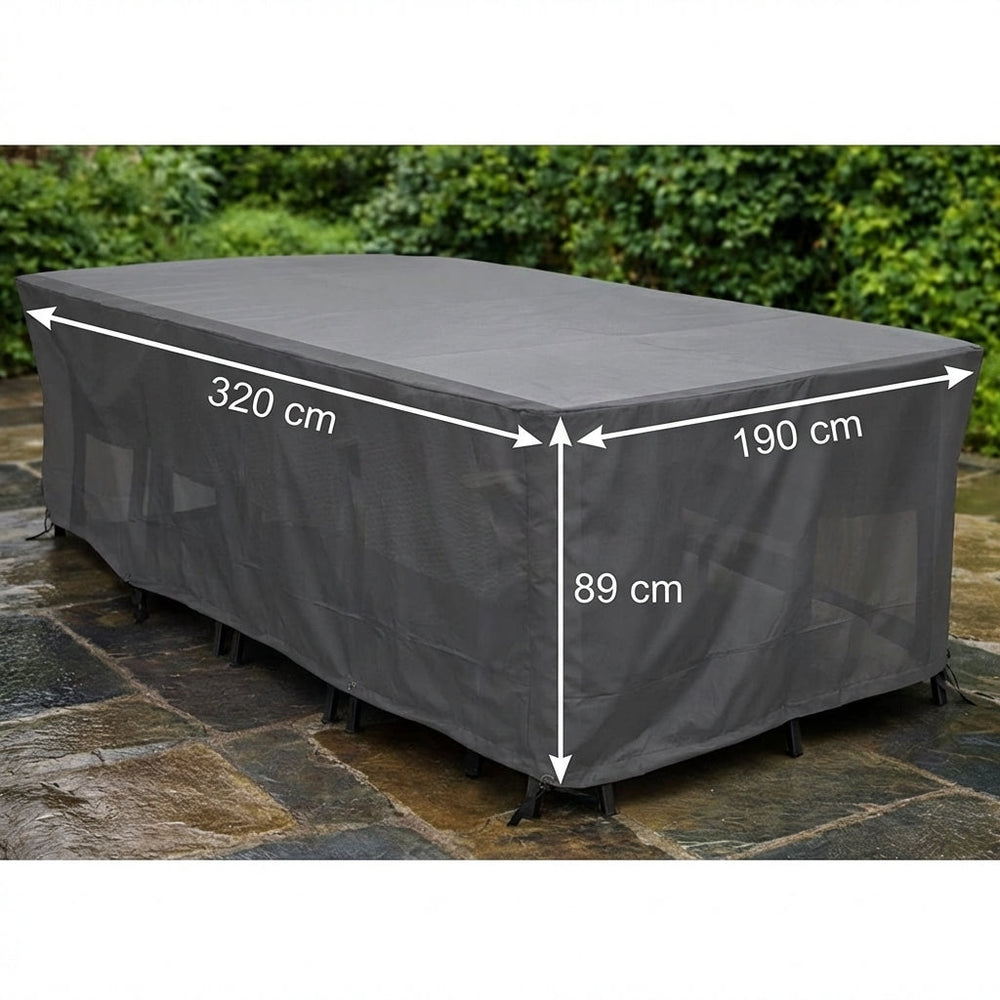 Heavy Duty 8-10 Seater Rectangular Furniture Cover – Black – Multi-Layered Polyethylene – Outdoor Dining Protection