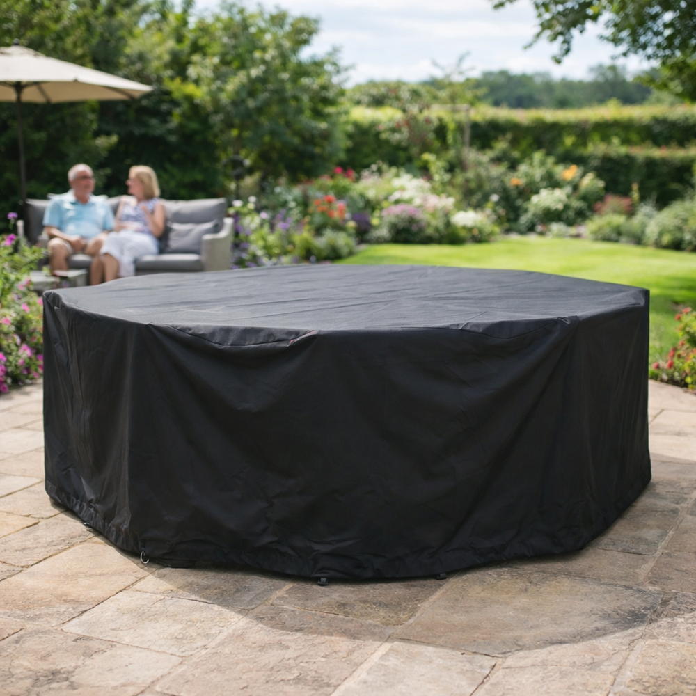Round Furniture Set Cover – 6 Seater Black – Heavy Duty Protection – Outdoor Use