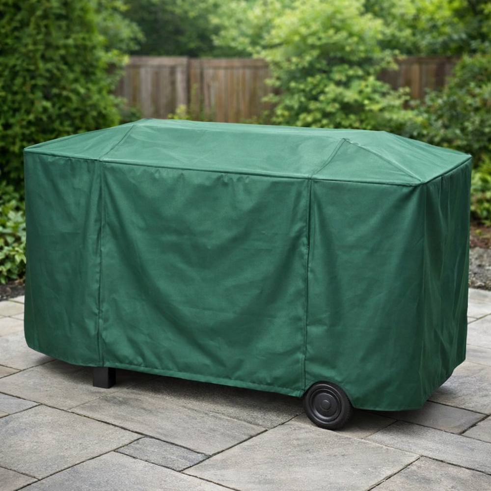 Large Flatbed Barbecue Cover – Green – Super Tough Polyester – Outdoor BBQ Protection