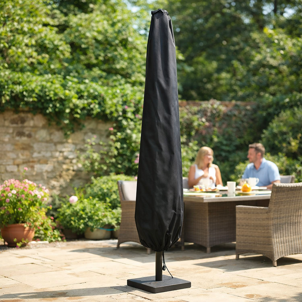 Large Parasol Cover – Black – Heavy Duty UV Protection – Outdoor Use