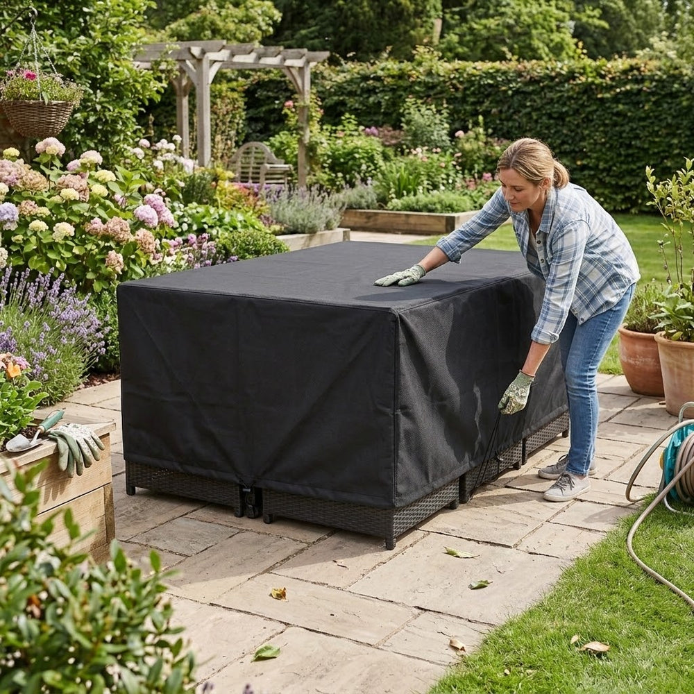 Rectangular Cube Set Cover – 6 Seater – Super Tough Black – Outdoor Protection