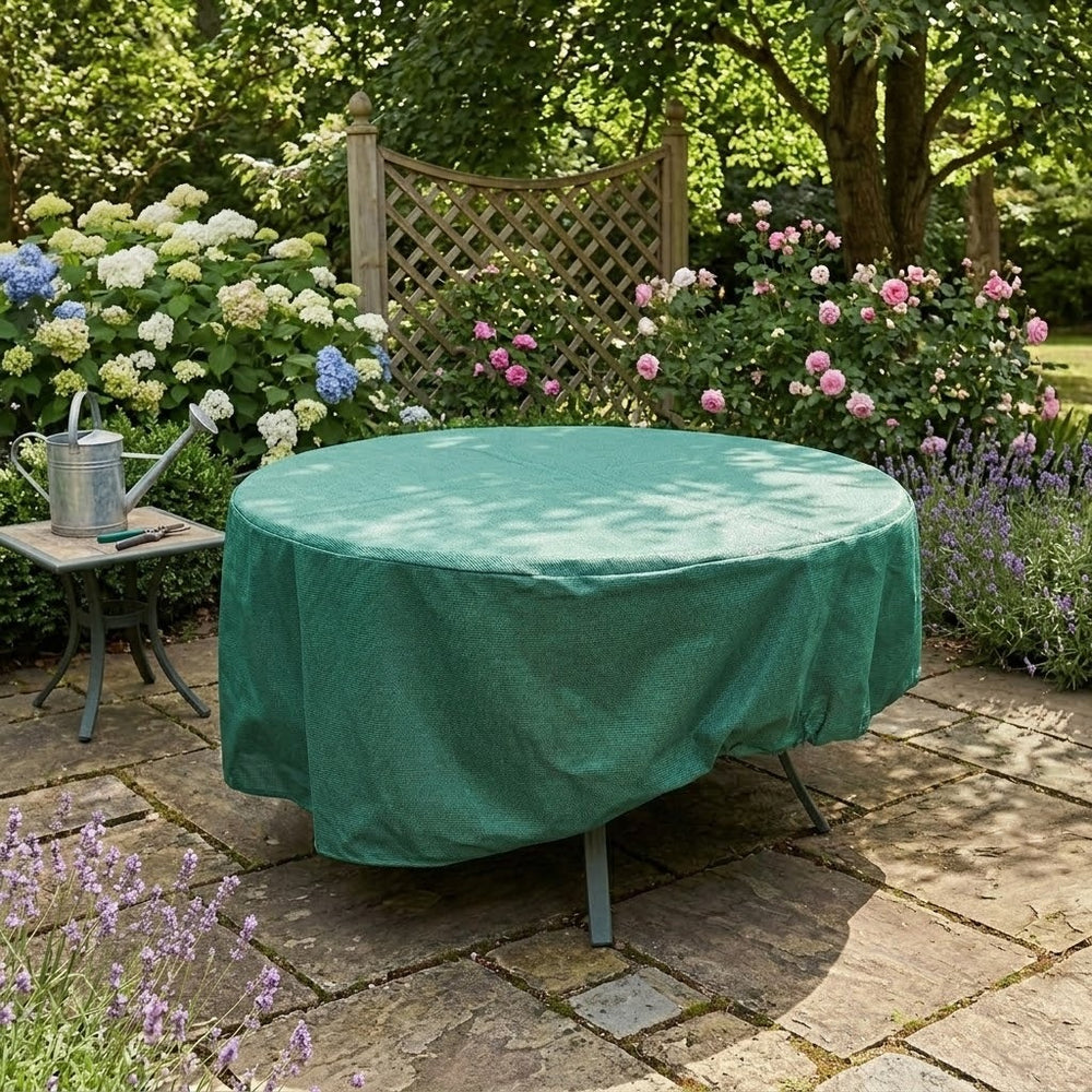 Round Table Cover – 4-6 Seater – Green Polyester – Outdoor Protection