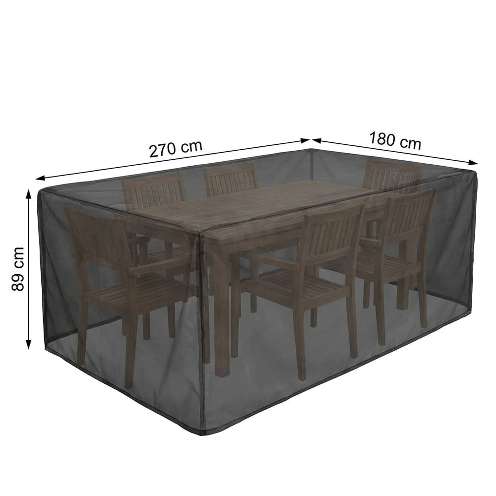 Heavy Duty 6 Seater Rectangular Furniture Cover – Black – Waterproof Protection