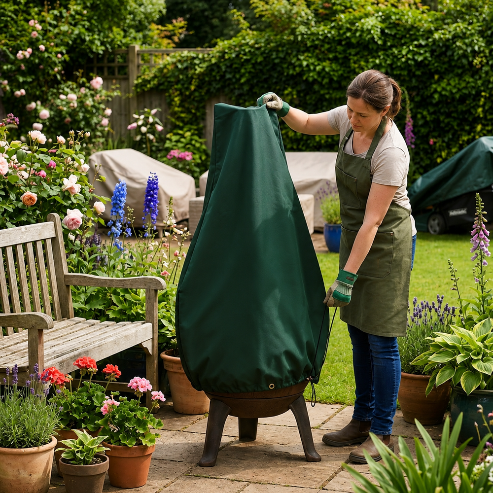 Large Chimenea Cover – Green – Heavy Duty Waterproof – Outdoor Protection