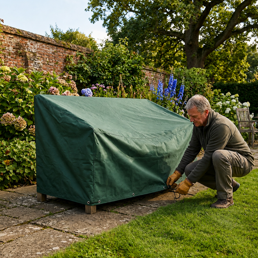 Bench Cover – Large Green – Polyester Weather Protection – Outdoor Furniture
