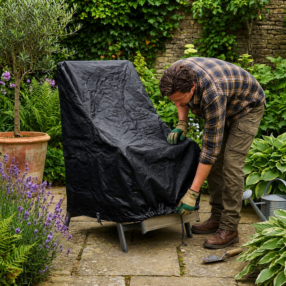 Reclining Chair Cover – Black – Heavy Duty Polyethylene – Outdoor Protection