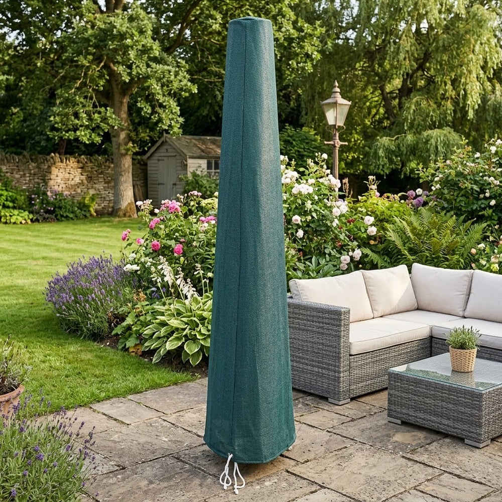 Large Parasol Cover – Green – Super Tough Waterproof – Outdoor Protection