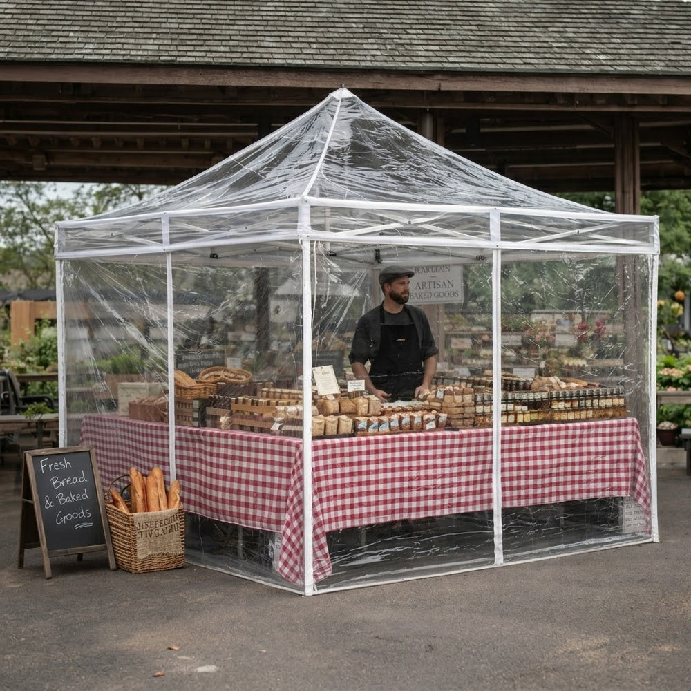 3x3m Heavy-Duty Clear PVC Pop-Up Gazebo with 4 Full Sidewalls – Transparent Professional Marquee