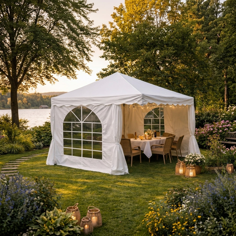 3x3m White Waterproof Marquee Tent for UK Outdoor Events & Parties