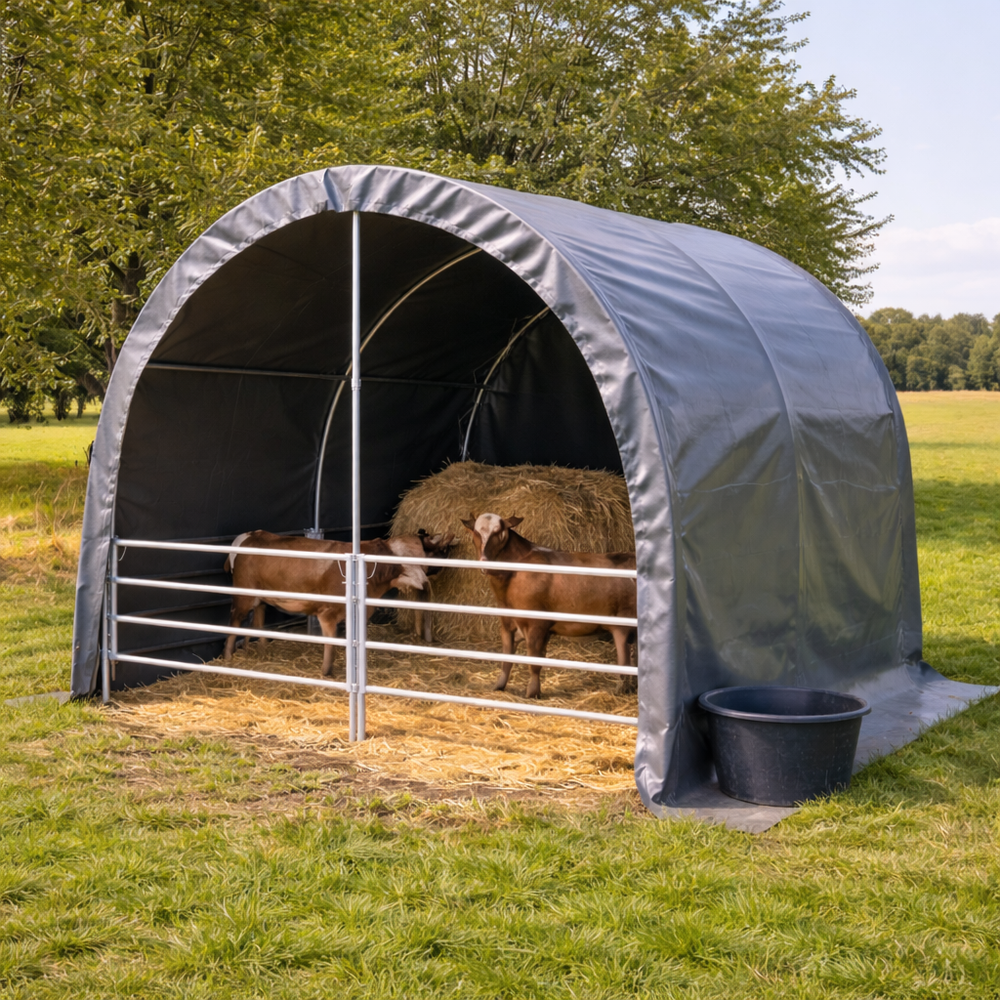 3x3x2.8m Green PVC Livestock Shelter & Farm Storage