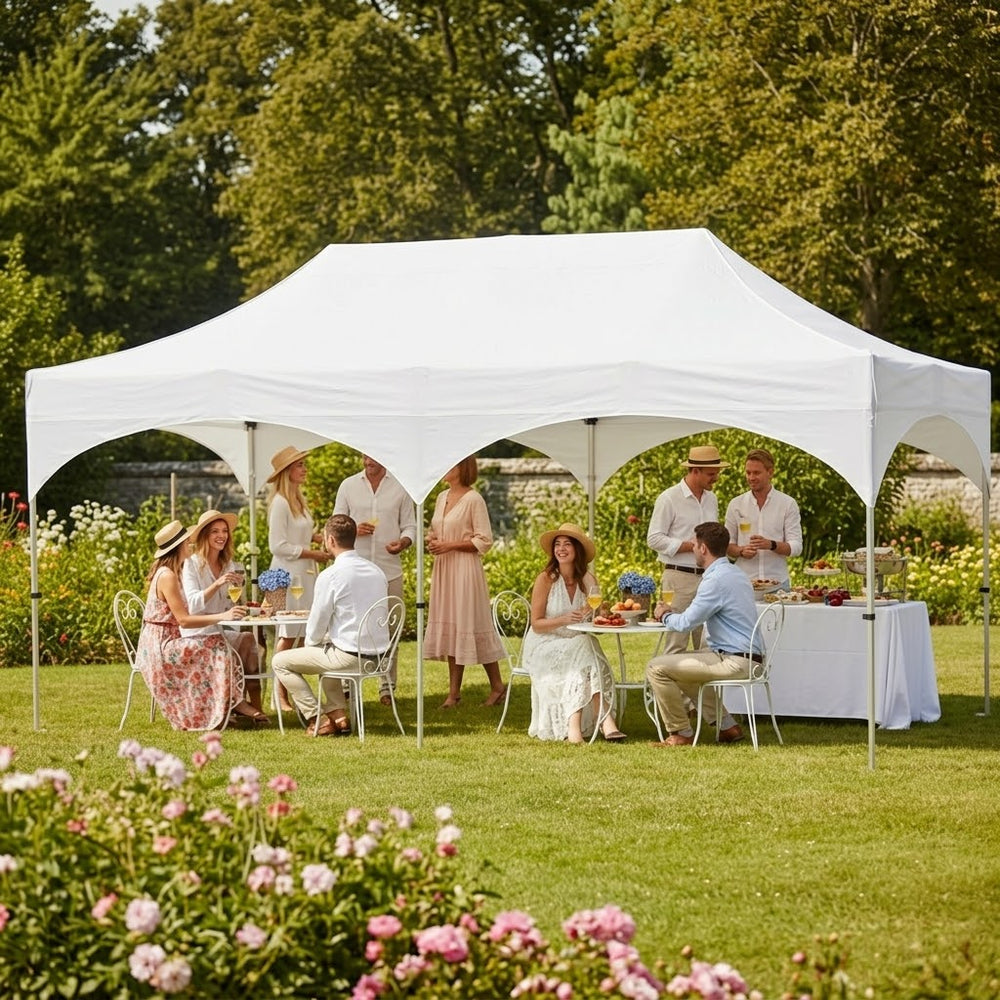 3x6m Arched Roof Pop-Up Gazebo | White — No Sidewalls