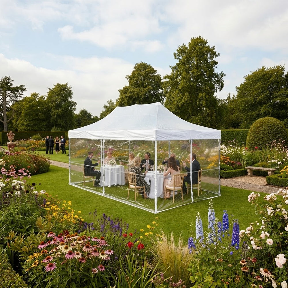 3x6m Clear Transparent Pop-Up Gazebo 6 Full Sidewalls Enclosed Panoramic All-Weather Shelter