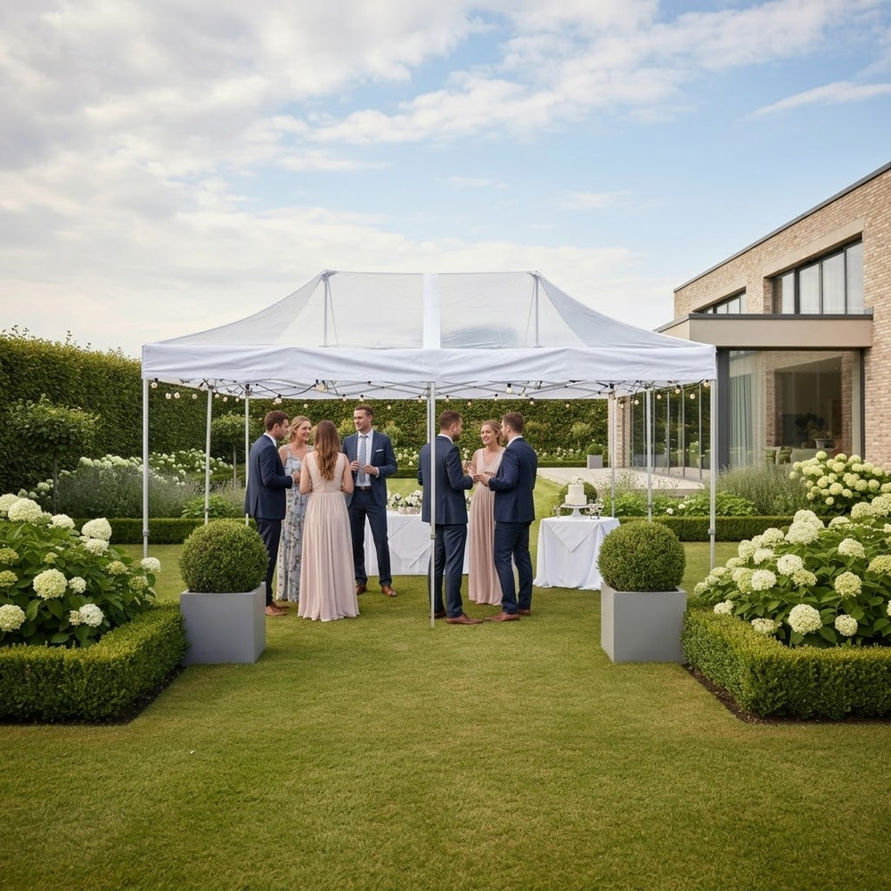 3x6m Clear Transparent Pop-Up Gazebo White Valance Waterproof Instant Outdoor Shelter
