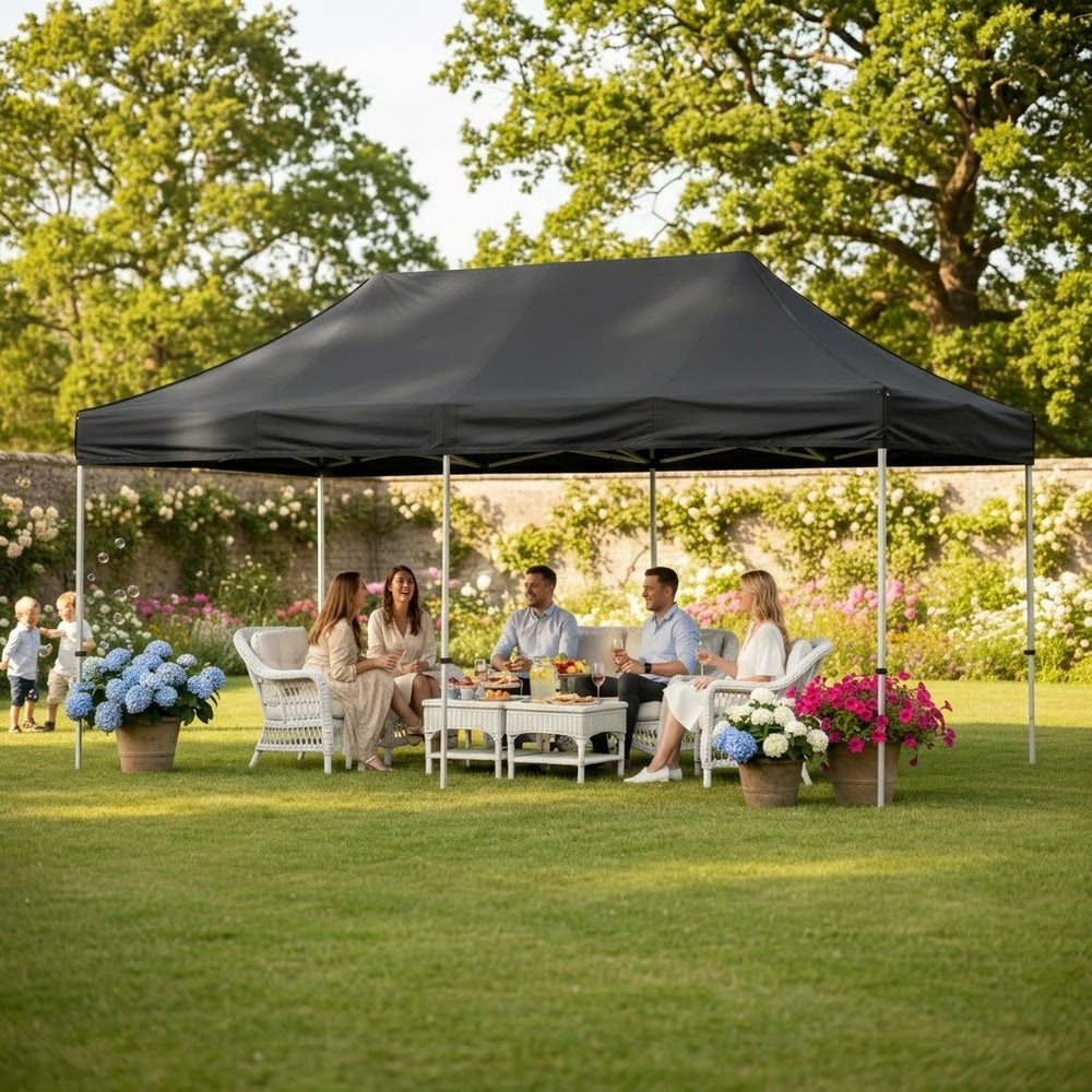 3x6m Professional Pop-Up Gazebo | Black — Frame & Roof