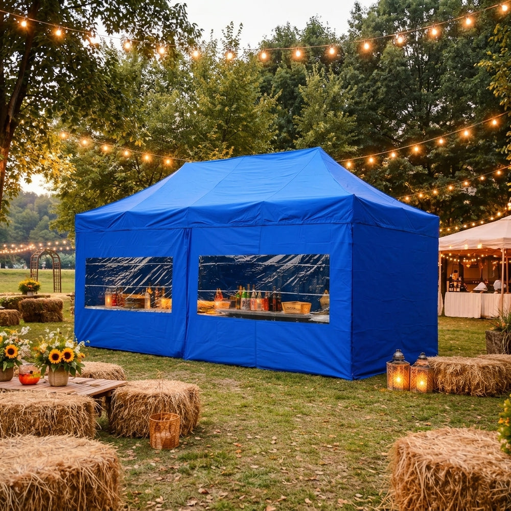 3x6m Professional Pop-Up Gazebo with 6 Sidewalls | Blue