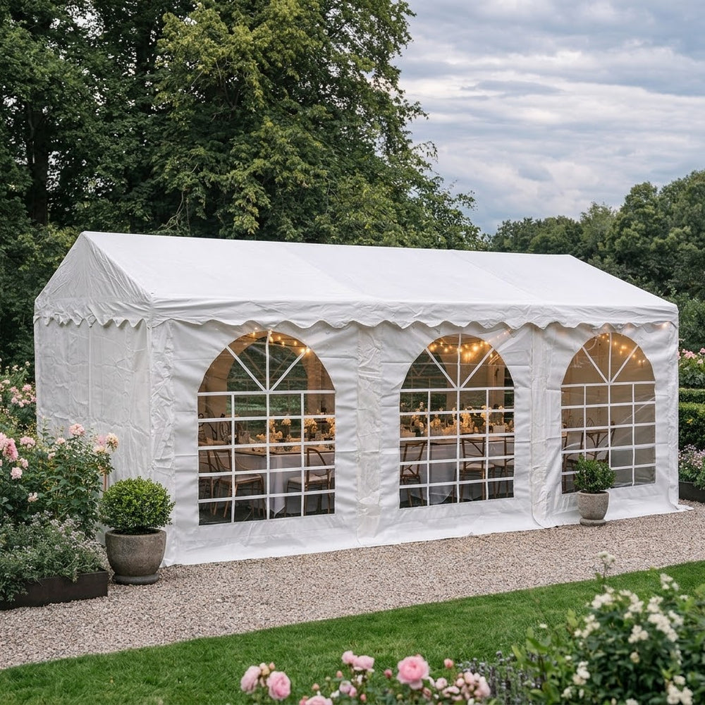 3x6m Semi-Pro Marquee Tent, PVC 900 White | UK Outdoor Shelter