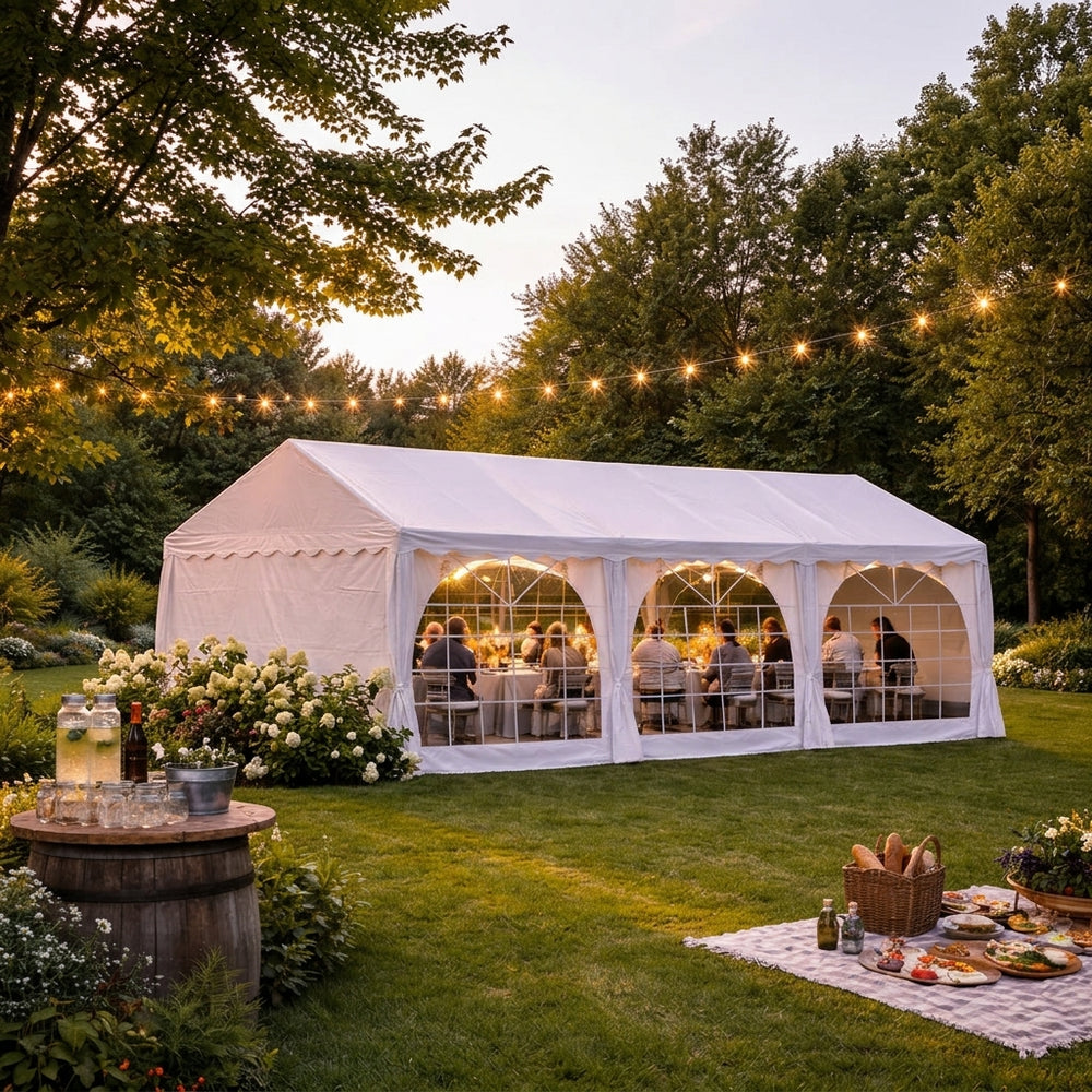 3x6m White Marquee Tent - Waterproof Outdoor Event Shelter