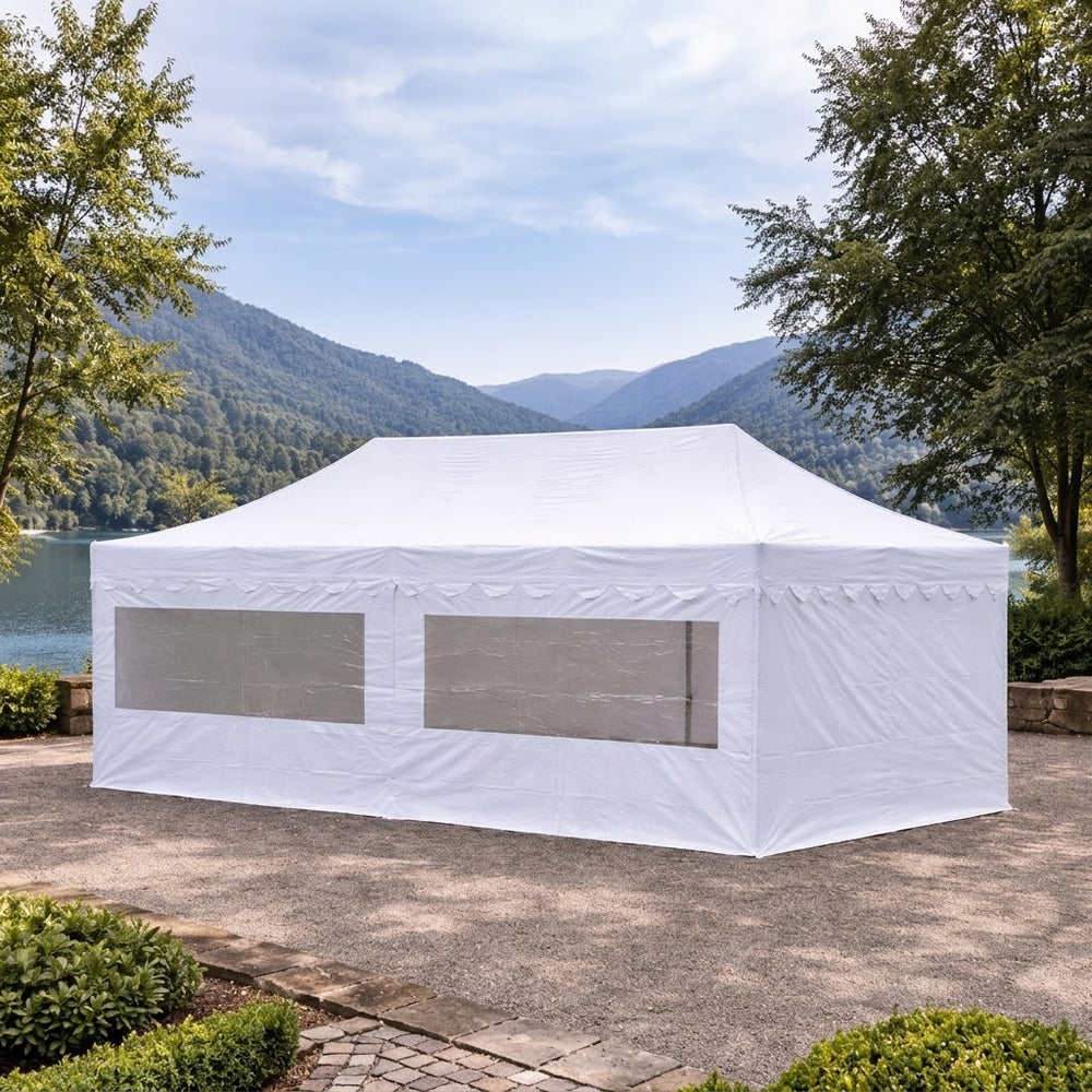 3x6m White Pop-Up Gazebo Tent - Waterproof Outdoor Event Shelter