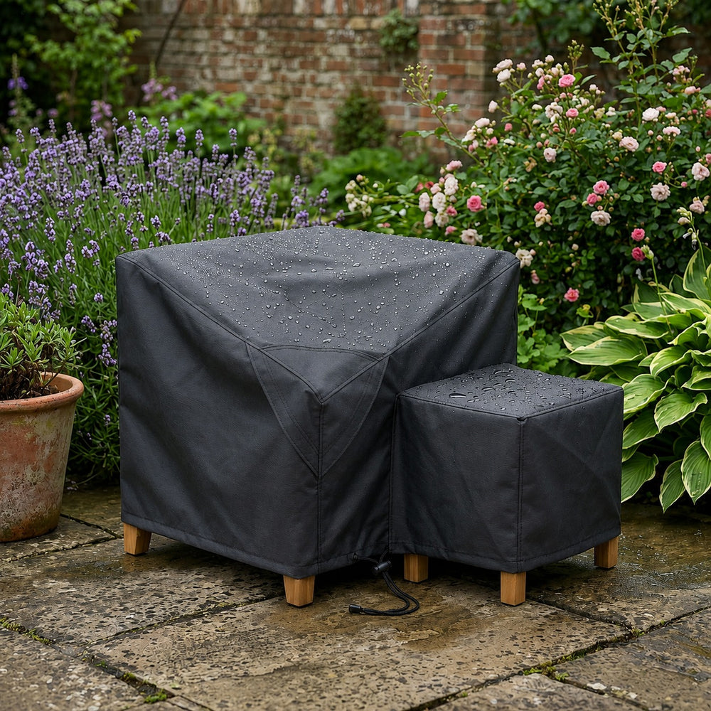 Corner Sofa Cover – Small, Black – Super Tough Waterproof – Garden Furniture Protection