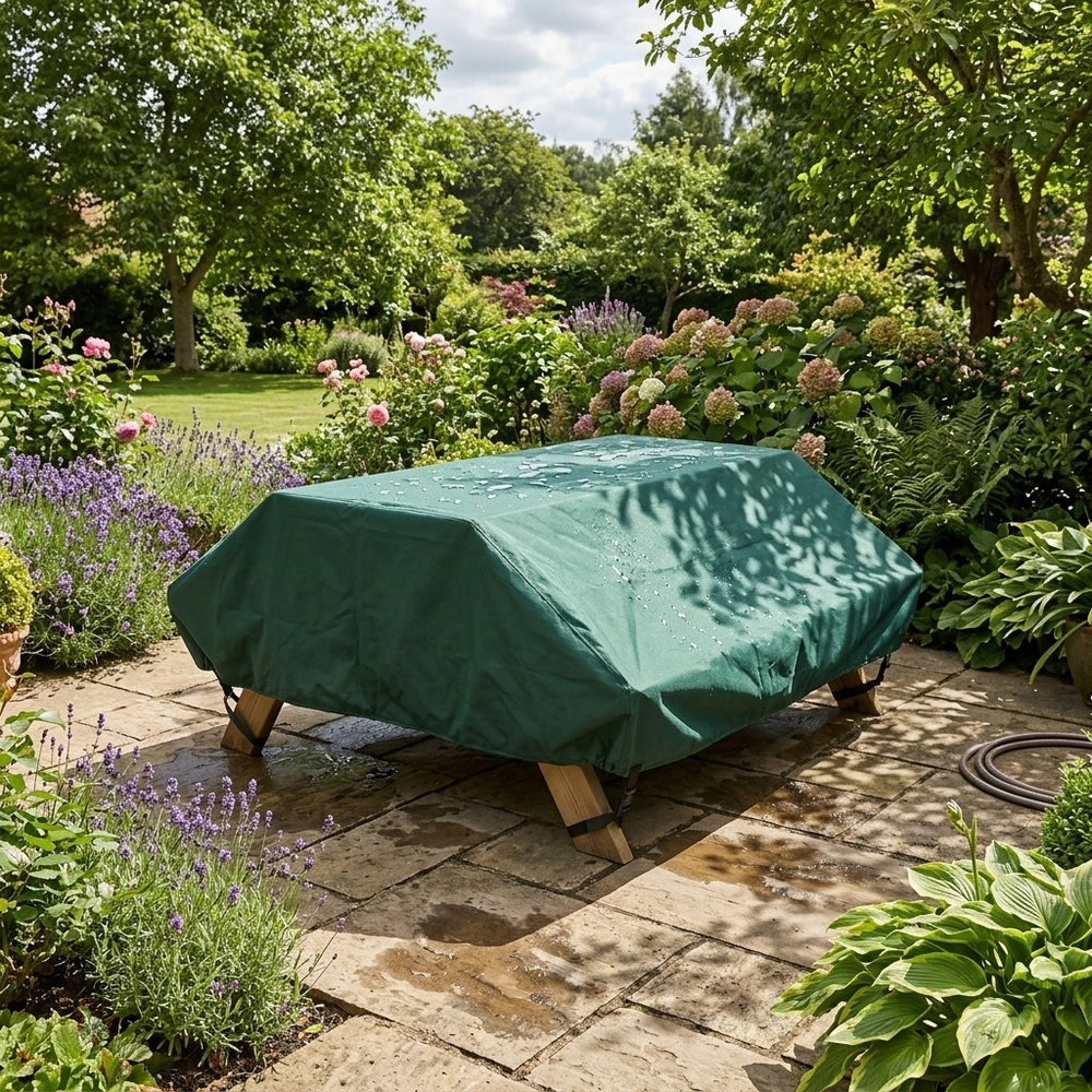 Heavy Duty 6 Seater Picnic Table Cover – Green – Waterproof Protection