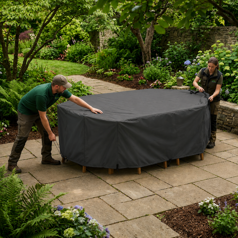 Patio Set Cover – 6 Seat – Charcoal Polyester – Outdoor Protection