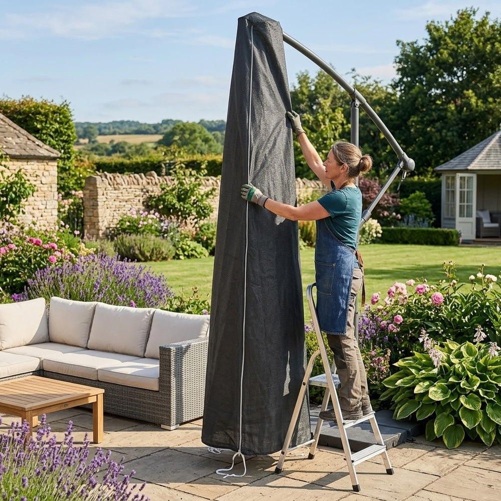 Parasol Cover – Extra Large Black – Heavy Duty Weather Protection – Outdoor Use