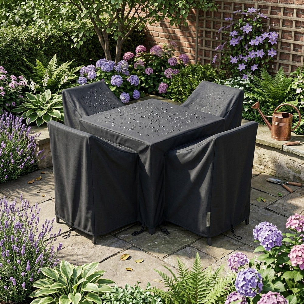 Heavy Duty Square Dining Set Cover – 210x210cm Black – Weatherproof Protection