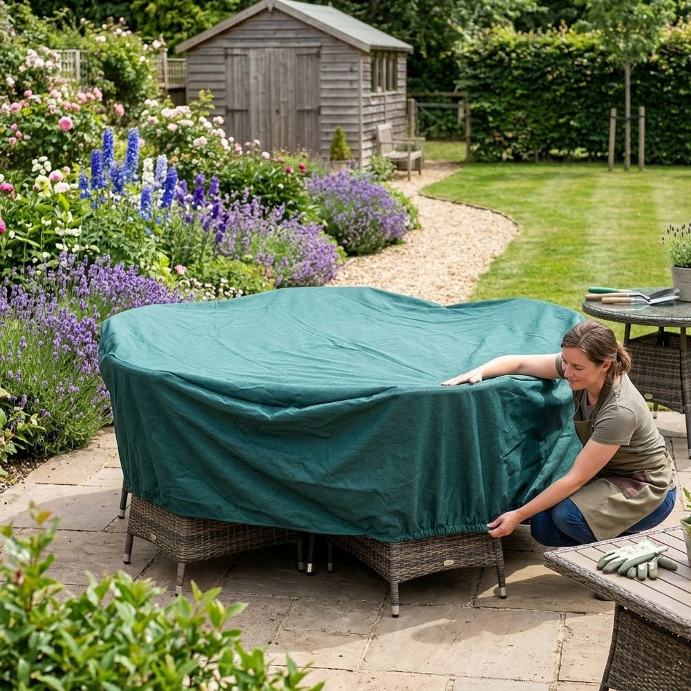 Round Furniture Set Cover – Green 6 Seater – Heavy Duty Protection