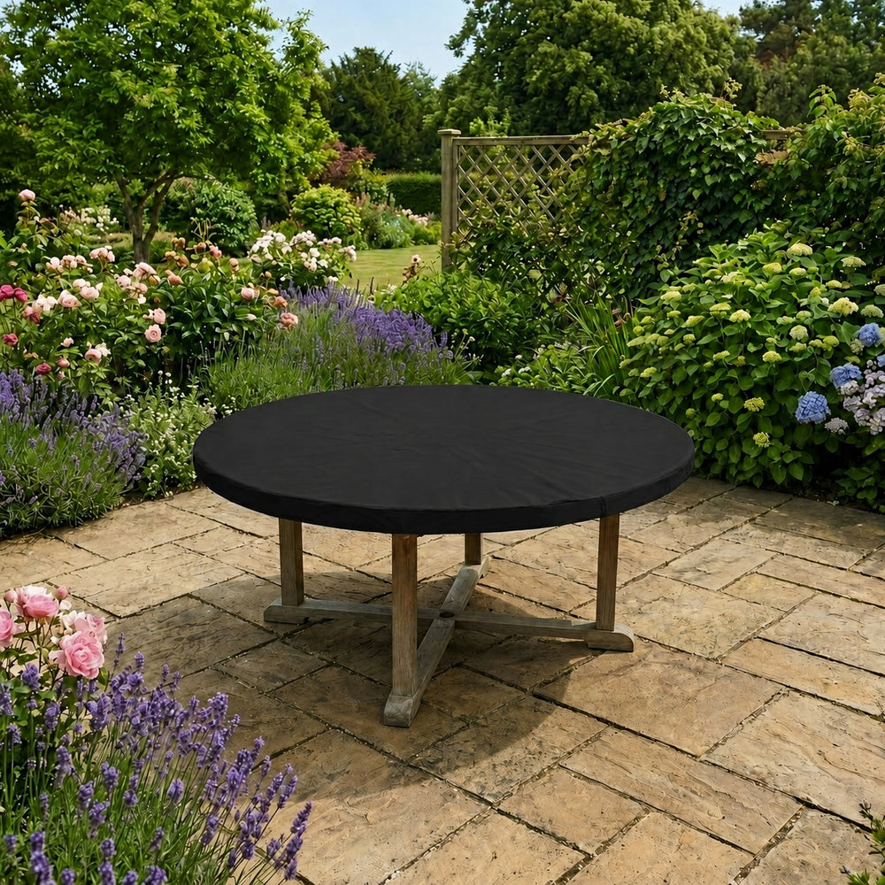Round Table Top Cover – 4-6 Seater – Black – Weather Protection