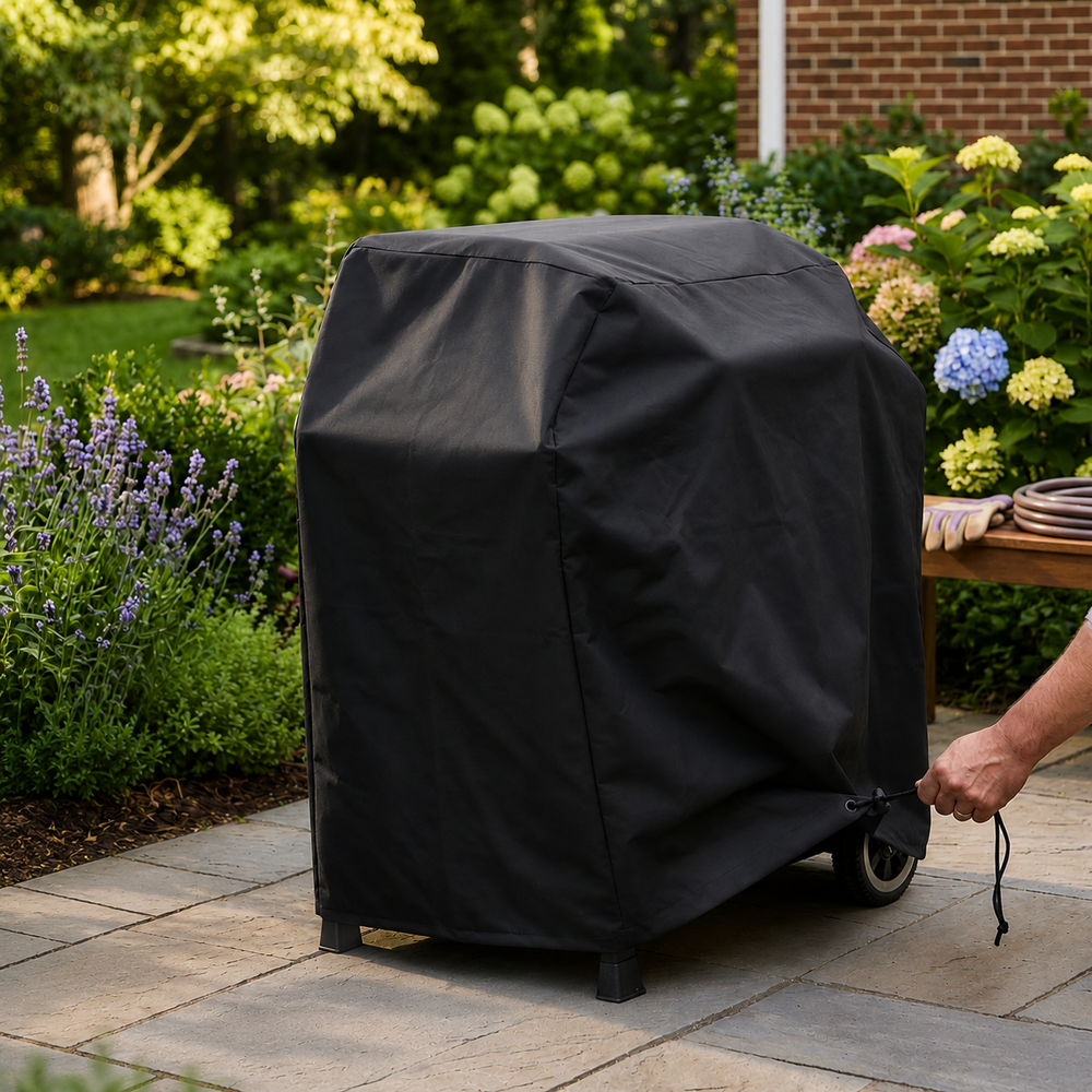 Medium Barbecue Cover – Black – Super Tough Polyester – Outdoor Protection