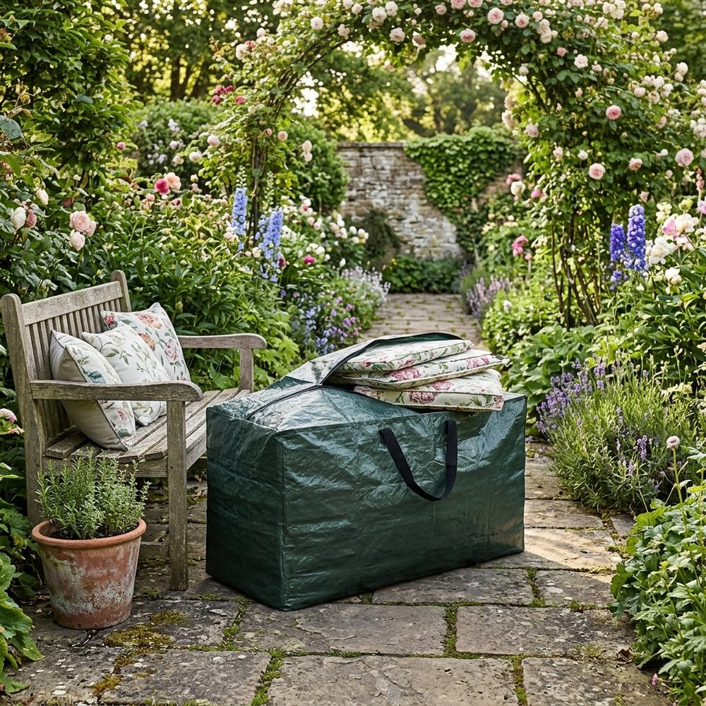 Heavy Duty Cushion Bag – Green – Multi-Layered Polyethylene – Outdoor Cushion Protection