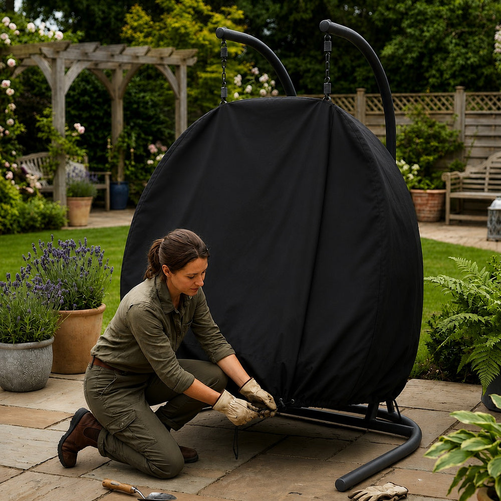 Double Hanging Chair Cover – Black – Super Tough Waterproof – Outdoor Protection