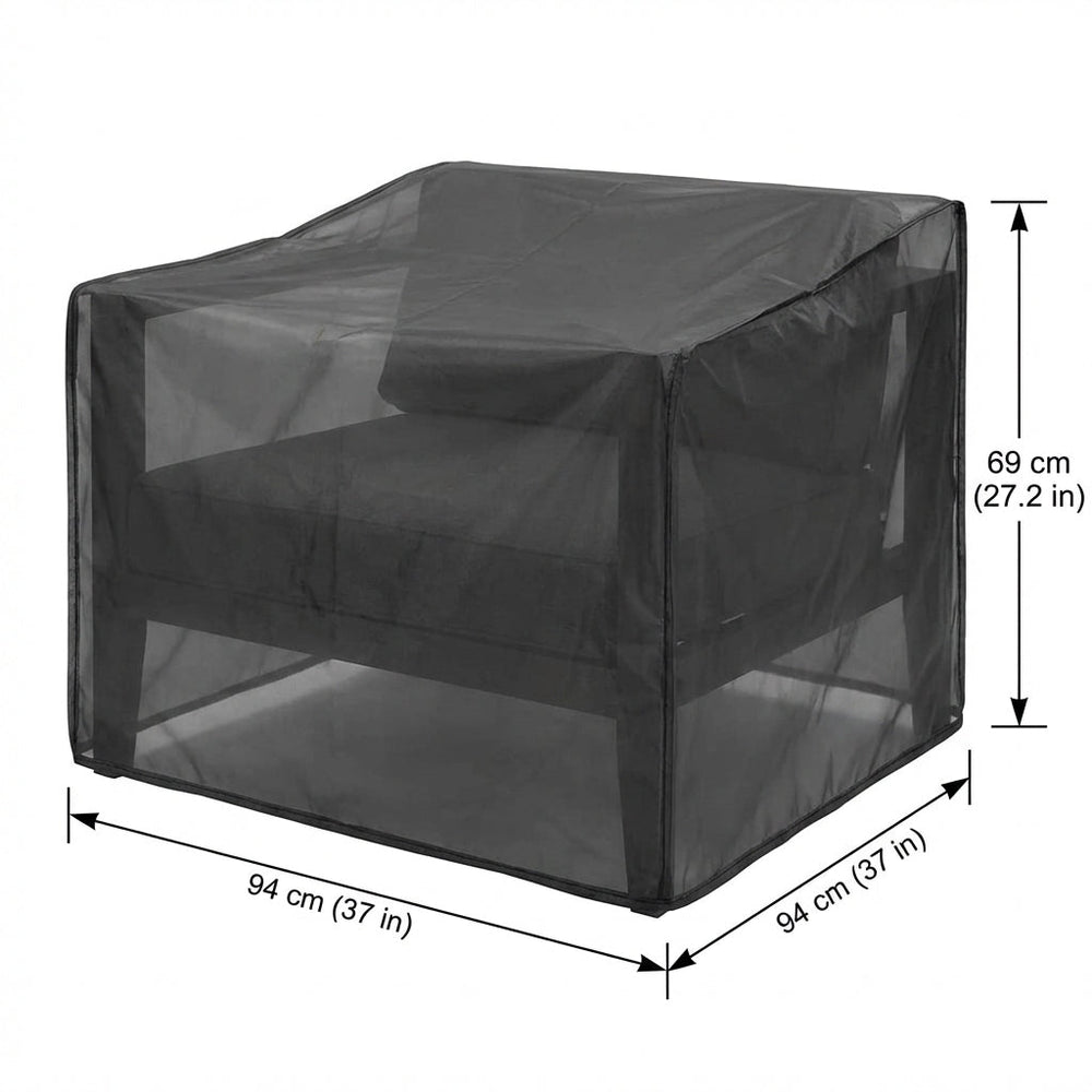 Large Armchair Cover – Black – Heavy Duty Polyethylene – Garden Protection