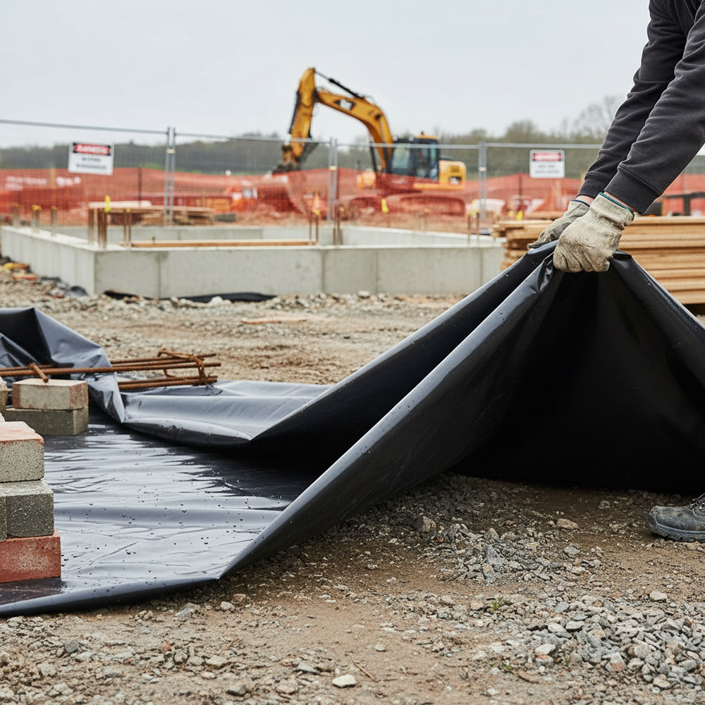Premium Heavy Duty Polythene Sheeting for Ground Protection, Weed Control, and Temporary Covering - 1000 Gauge, Black/Grey, Multiple Sizes