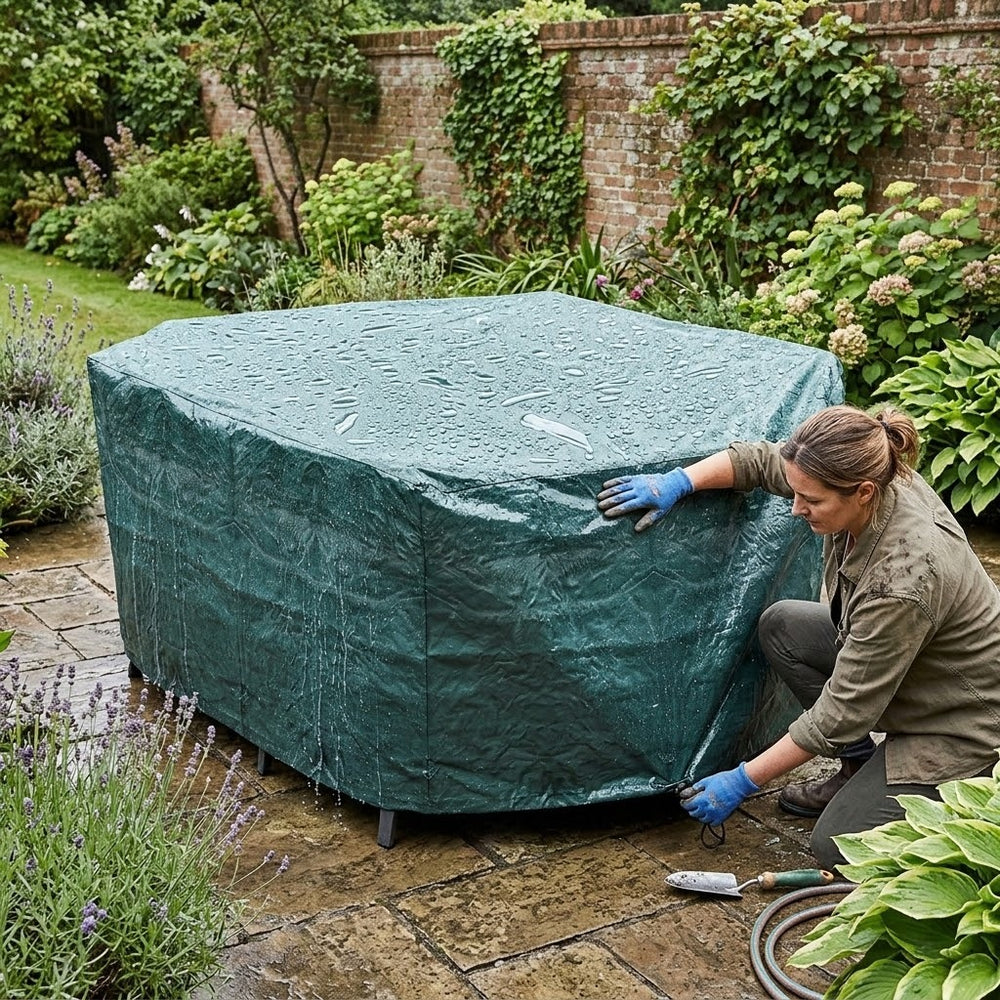 Heavy Duty 6 Seater Rectangular Furniture Cover – Green – Polyethylene – Outdoor Protection