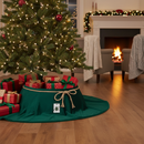 Premium Luxury Velvet Christmas Tree Skirt in Deep Emerald Green with Bow Detail, 56cm Diameter