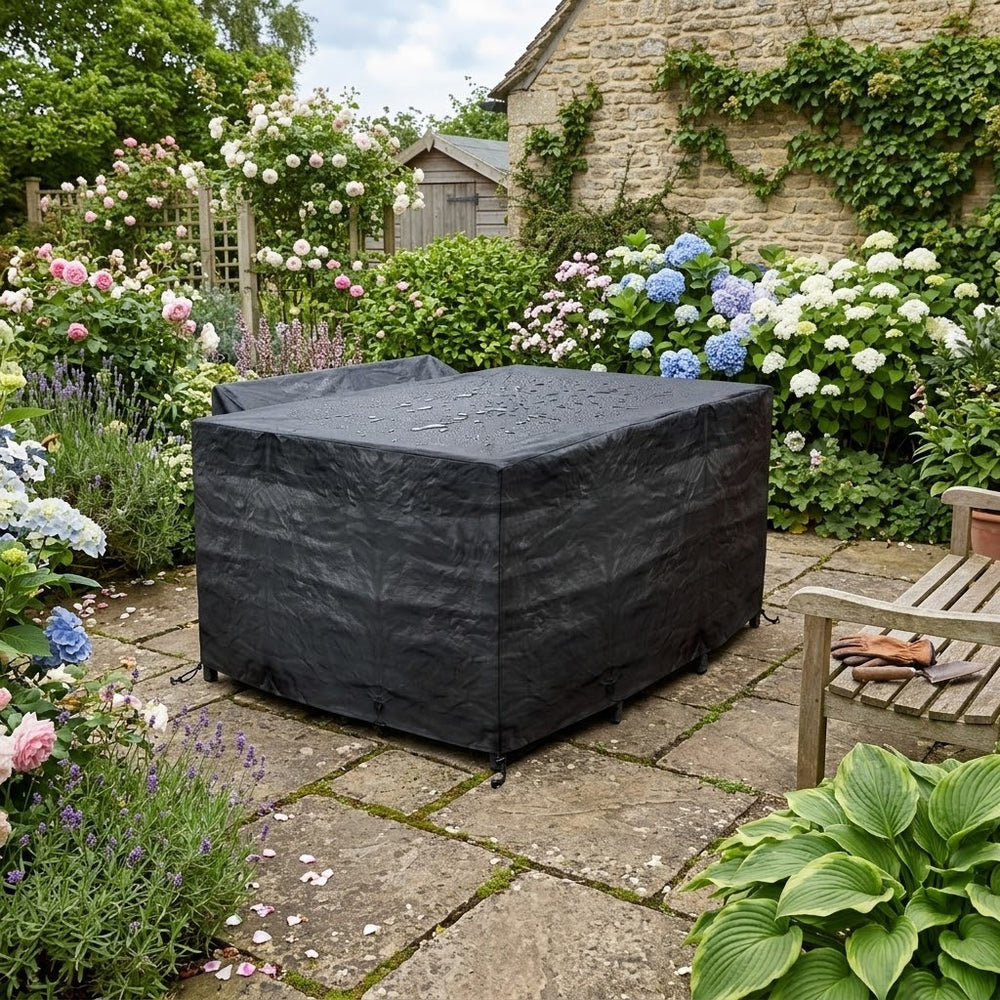Heavy Duty 6 Seater Rectangular Cube Set Cover – Black – Multi-Layered PE – Outdoor Furniture Protection