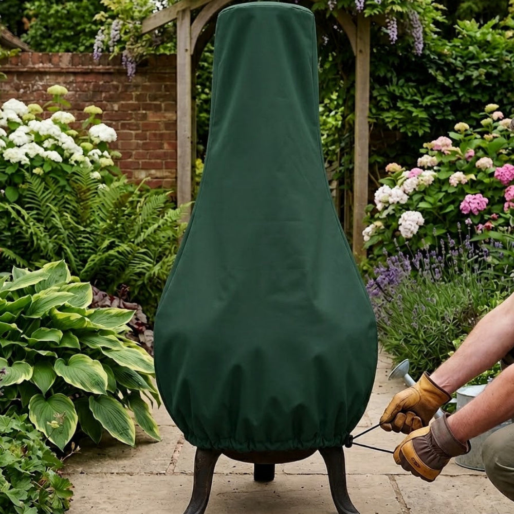 Large Chimenea Cover – Green – Durable Polyester – All-Weather Protection