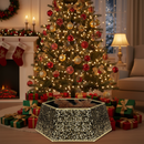 Premium Gold Sequin Christmas Tree Skirt Collar for Elegant Holiday Decor - 70cm Diameter, Quick Setup and Easy Storage