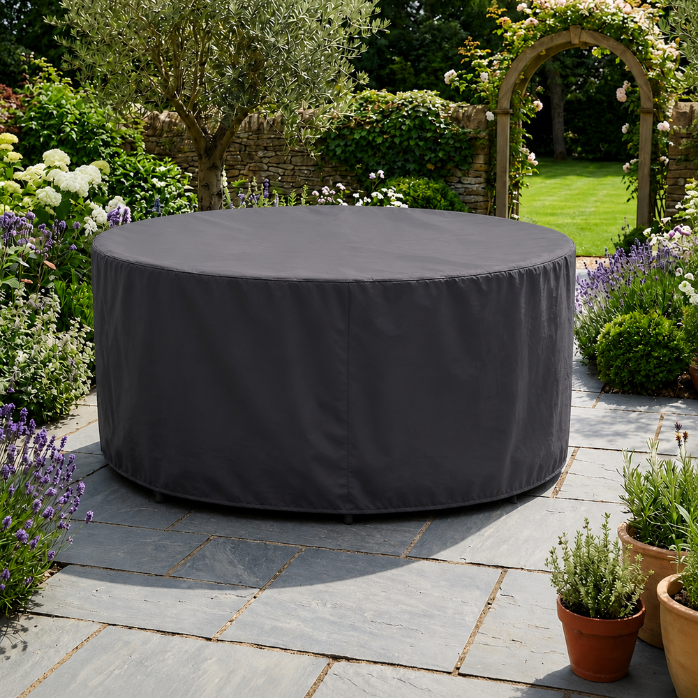 Circular Patio Set Cover – 90cm High – Charcoal Polyester – 4 Seat Protection