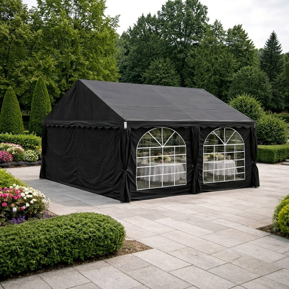 4x4m Black Marquee Tent - Waterproof Outdoor Event Shelter